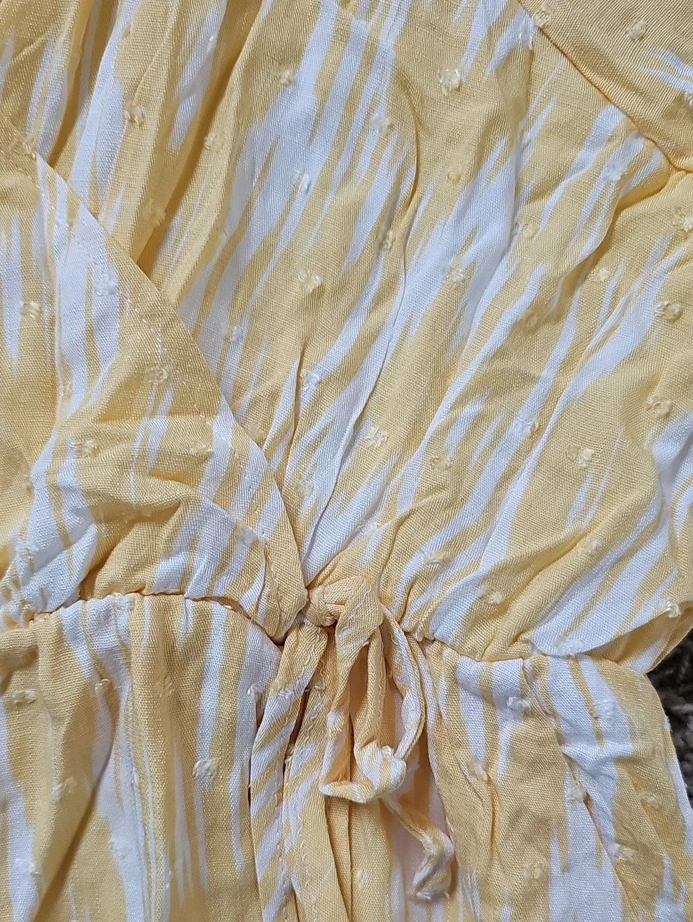 NWT Torrid Dress Midi Vneck Fit & Flare Yellow Ikat Medium Faux Wrap - Picture 8 of 10